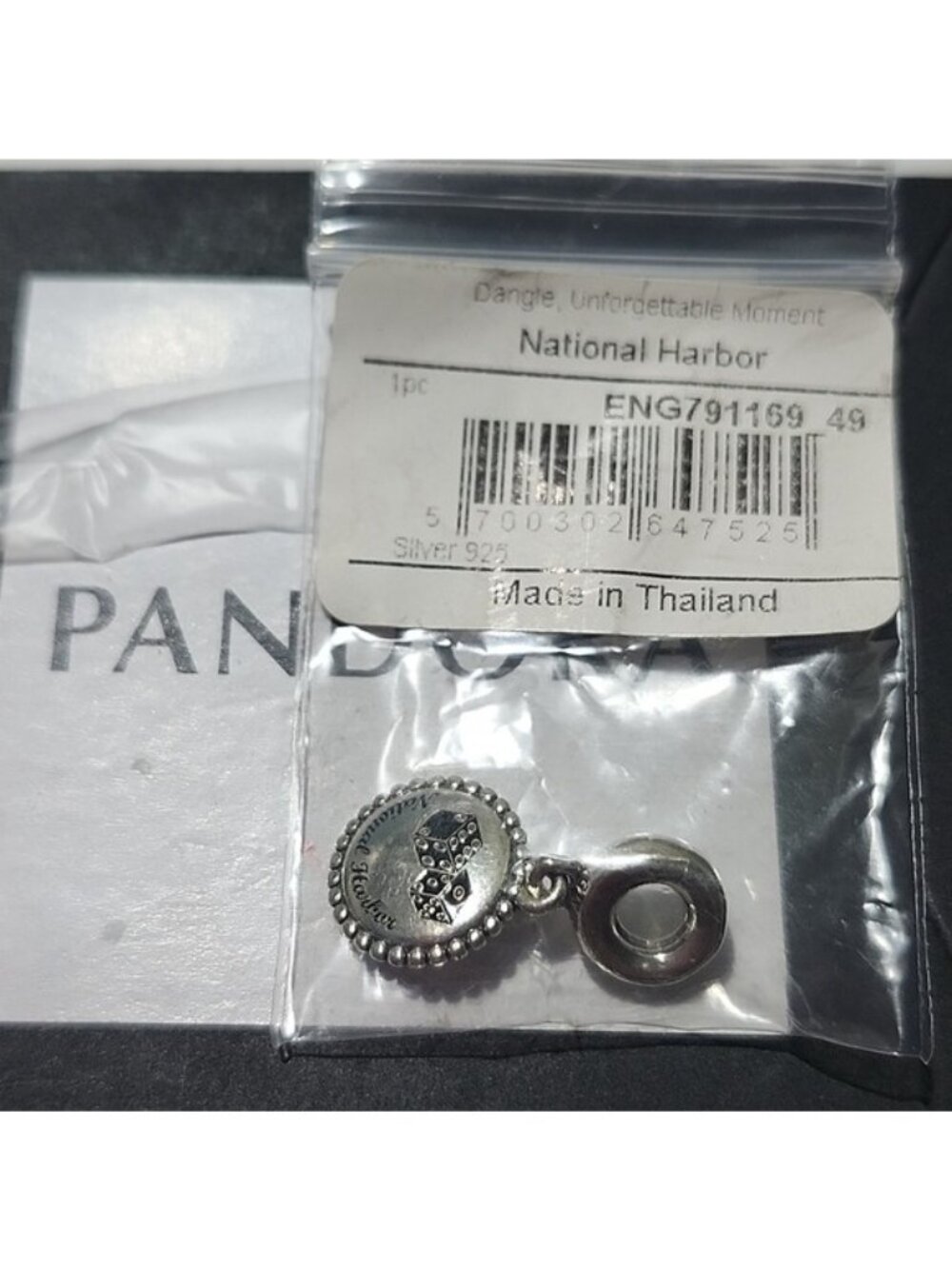 Pandora Sterling Silver National Harbor Dice Dangle Charm BaltimoreENG791169_49 - Picture 2 of 4